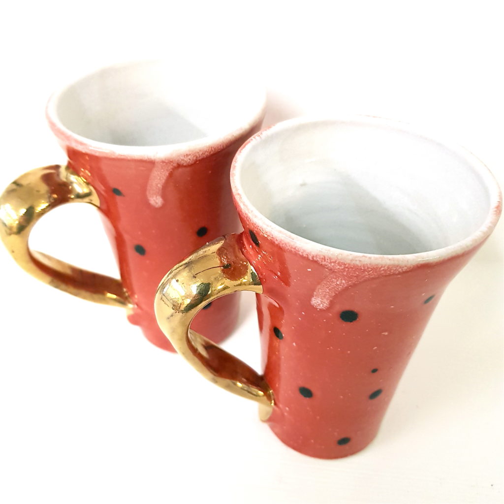 Töpferei la Ceramica, Henkeltasse "rot", Henkeltasse,Unikat, Tasse, Keramik, Steinzeug, töpfern, handmade