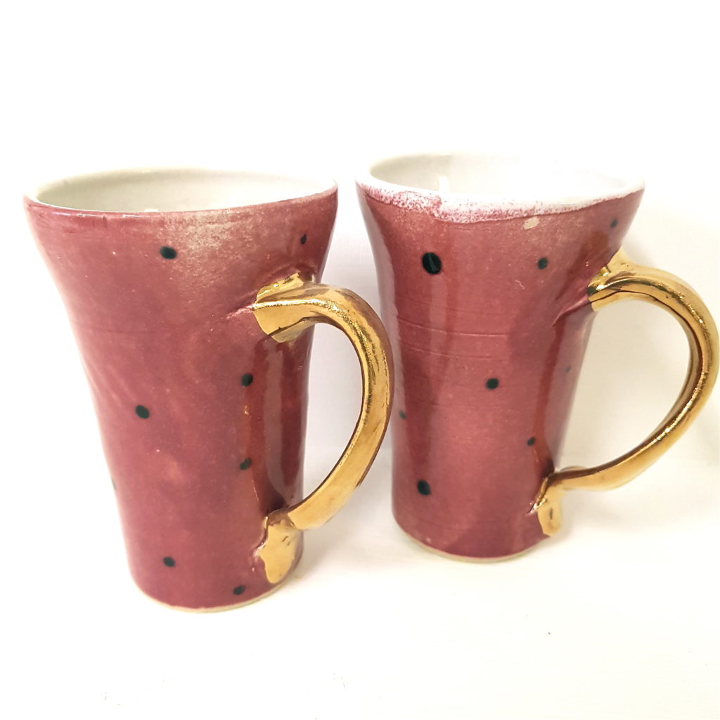Töpferei la Ceramica, Henkeltasse "himbeer", Henkeltasse,Unikat, Tasse, Keramik, Steinzeug, töpfern, handmade